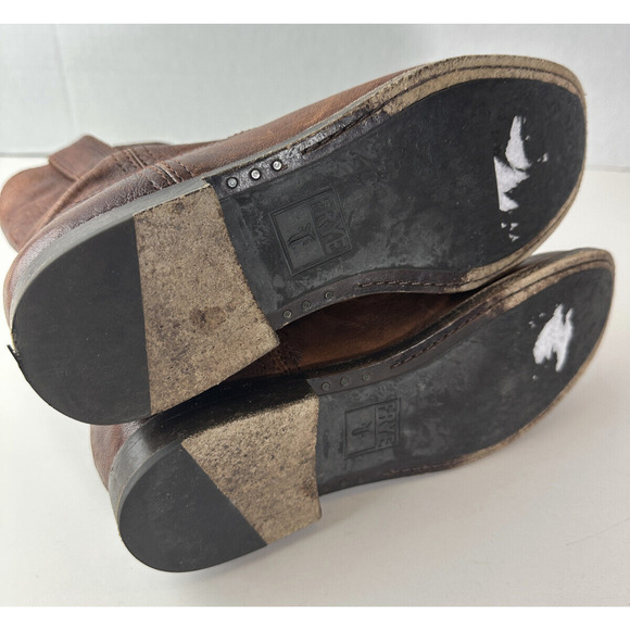 Frye Anna Shortie Leather Pull On Ankle Boots Camel Brown Size 6.5 M 3471055 - Picture 9 of 16